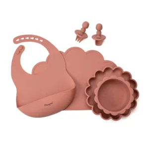 Conjunto de Refeição Infantil em Silicone Terracota | Magni
