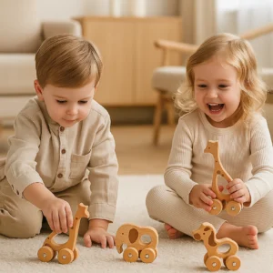 Animais de Madeira sobre Rodas