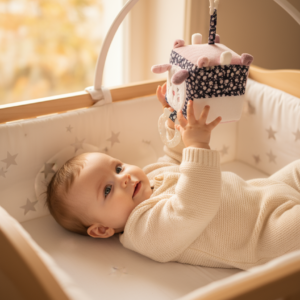 Cubo de atividades para bebé desde o nascimento. Macio, sensorial, com mordedor e ideal para viagens. Estimula os sentidos com total segurança.