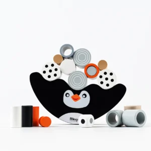 Jogo de Equilíbrio Pinguim em Madeira