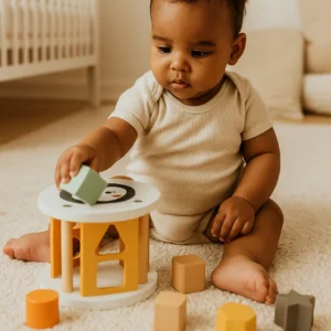 Caixa de Encaixe de Formas “Pinguim” em Madeira_3x