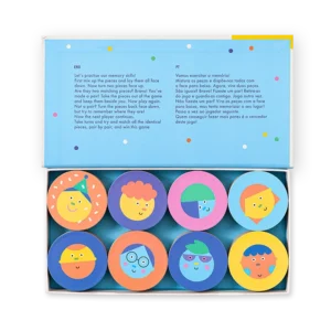 Jogo da memória com 48 peças ilustradas. Treina concentração e observação. Vem em caixa magnética resistente. Fabricado em Portugal.