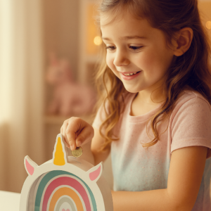 unicorn wooden piggy bank