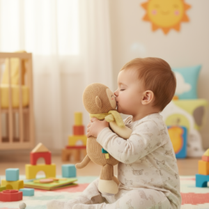 Macaco de Peluche para Bebé – Macio, Sensorial e Aconchegante