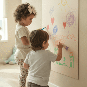 Ultra-thin, self-adhesive magnetic board for children. Safe, reusable and ideal for creativity, learning and magnetic play.