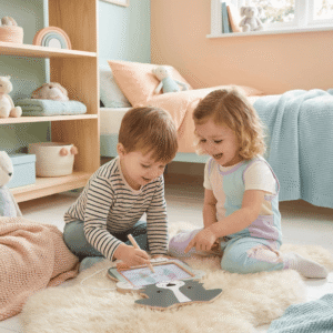 Bloco de desenho magnético infantil reutilizável. Ideal para estimular criatividade e entreter crianças em casa ou em viagem.