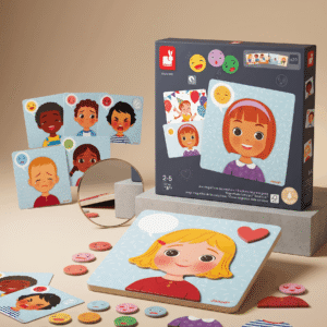 Juego magnético educativo para aprender emociones. Incluye imanes, tarjetas ilustradas y espejo para desarrollar inteligencia emocional y empatía.