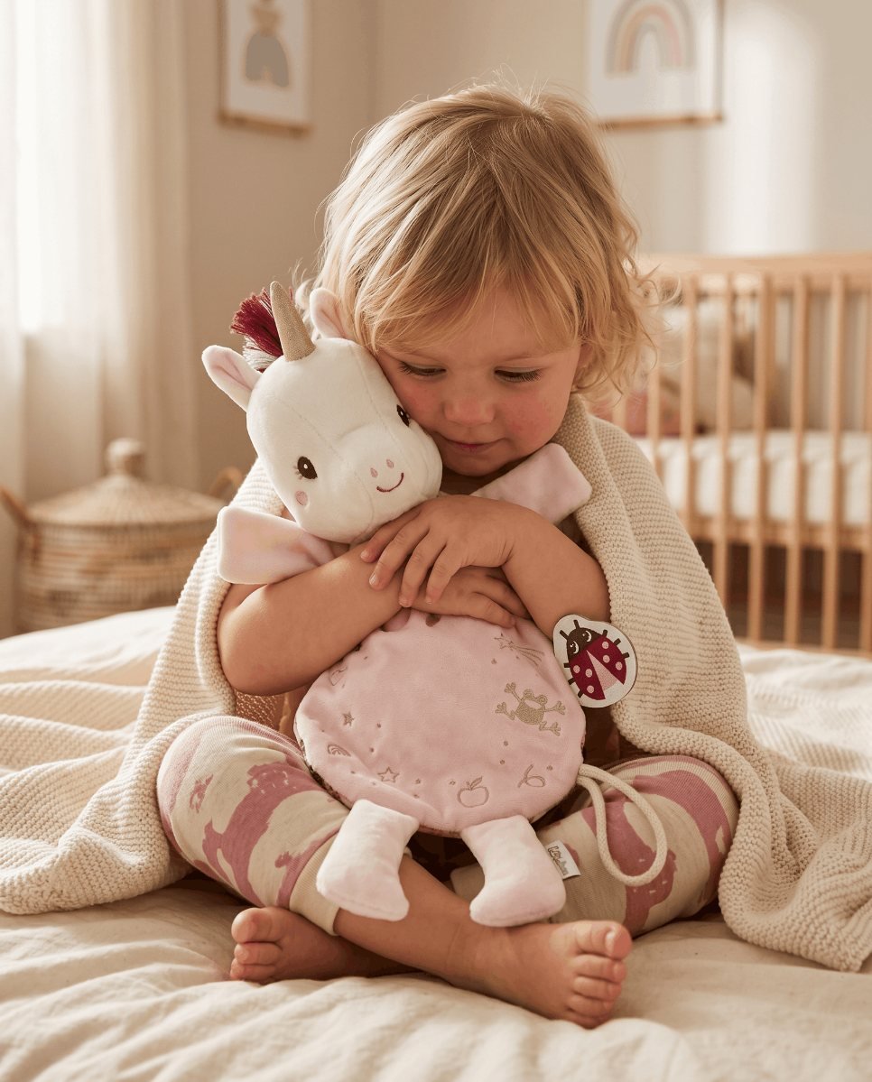 Criança a abraçar um peluche