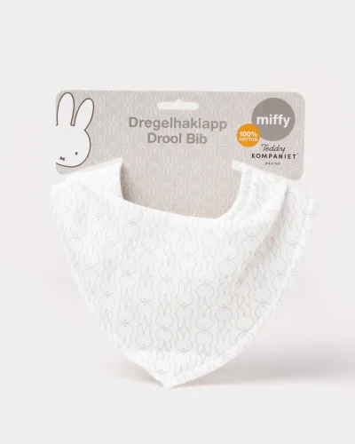 Miffy dribble bib in soft, double-layered cotton. Super absorbent, ideal for teething and everyday use. Comfortable and adjustable.